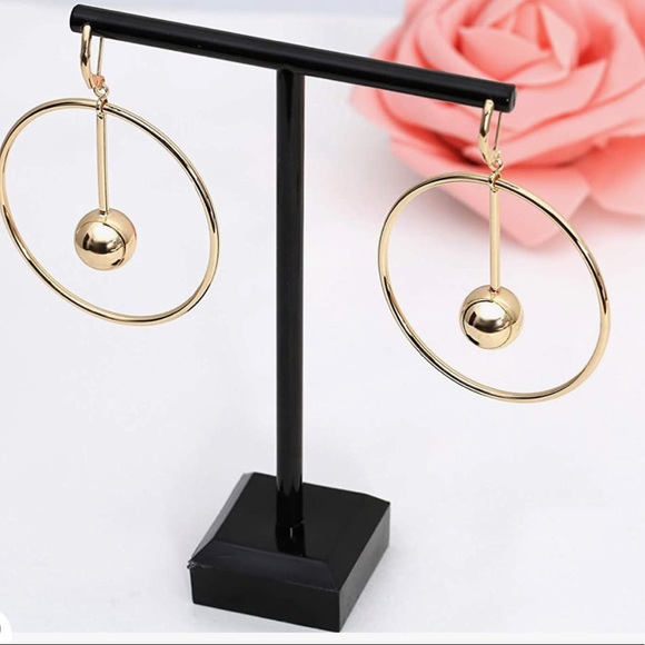 Dangle Hoop Earrings, 14k Gold/Silver Plated - Picture 2 of 6